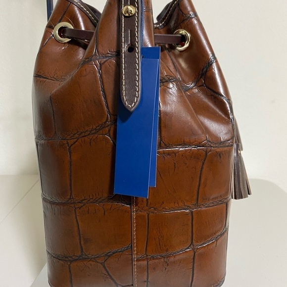 NEW! $358 Dooney & Bourke Luxury Drawstring Leather Croco Embossed - Picture 4 of 8